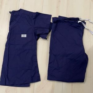 Blue sky scrub top and pants size XS navy blue